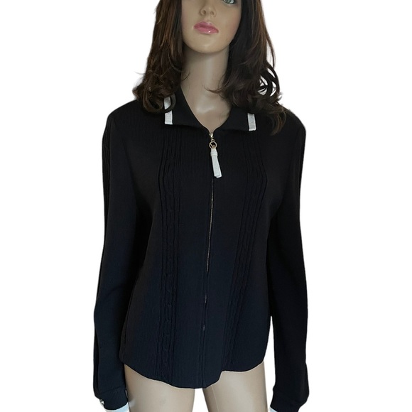 St. John sport Jackets & Coats Knit Zip Front Blazer size L - Picture 4 of 12